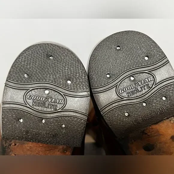 Vintage Tony Lama Mens Size 10.5 E Brown Leather Western Cowboy Boots Style 3084 - Picture 9 of 12